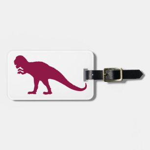 Maroon Dinosaur Luggage Tag