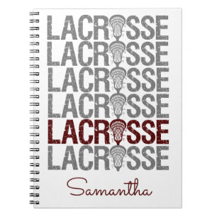 Maroon Distressed Lacrosse Word Notebook