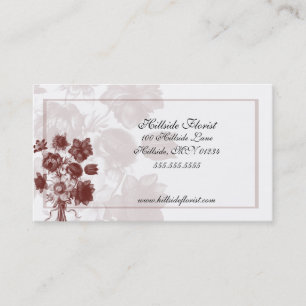Maroon Elegant Flower Florist Business Cards