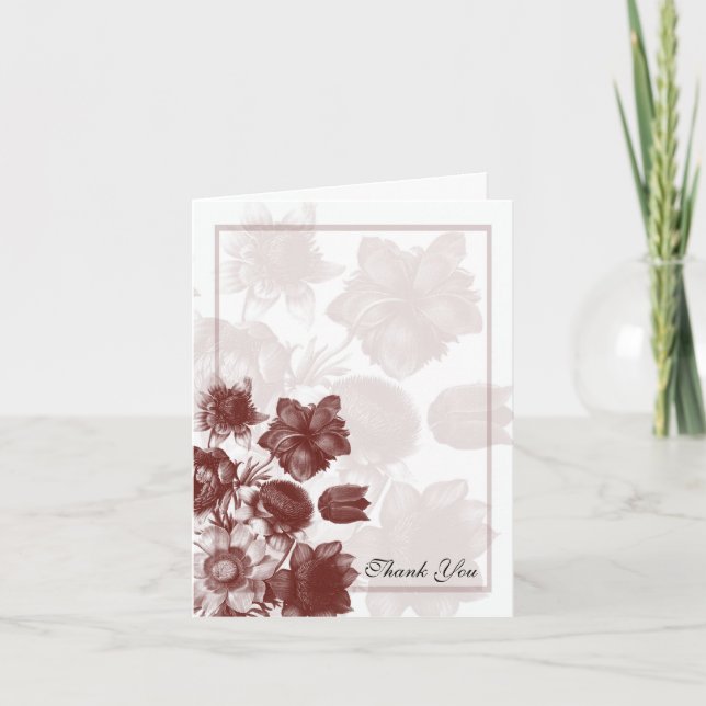 Maroon Elegant Flower Wedding Cards (Front)