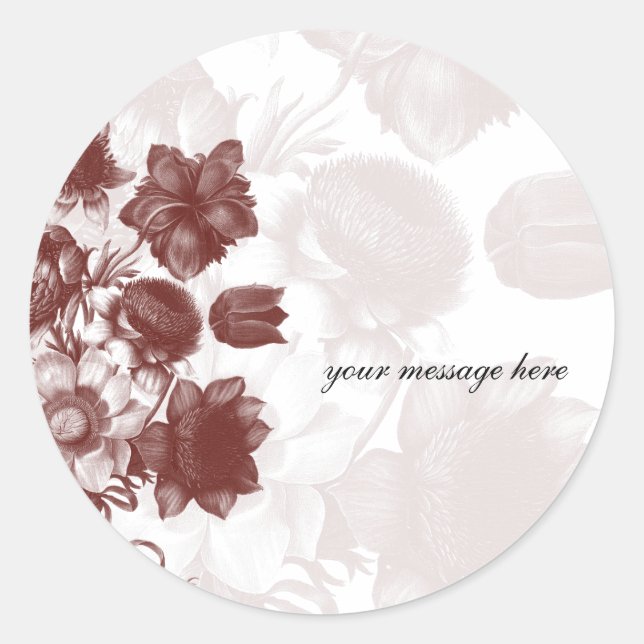 Maroon Elegant Flower Wedding Stickers (Front)