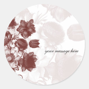 Maroon Elegant Flower Wedding Stickers