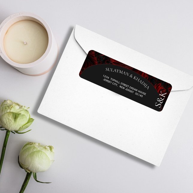 Maroon Elegant Islamic Wedding Return Address Label (Creator Uploaded)