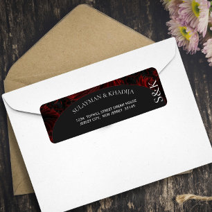 Maroon Elegant Islamic Wedding Return Address Label