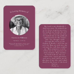 Maroon Elegant Psalm 23 Funeral Remembrance Enclosure Card