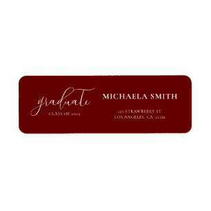Maroon Elegant Script Graduation Return Address Label