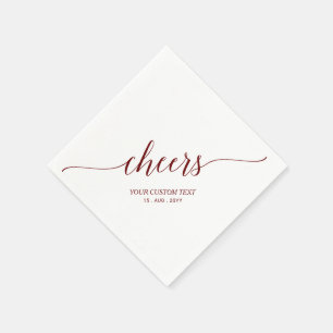Maroon   Elegant Stylish Lettering Cheers Party Napkin
