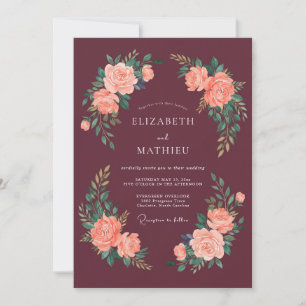Maroon Exquisite Autumnal Wedding Invitation