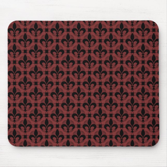 Maroon Fancy Fleur de lis Mousepad (Front)