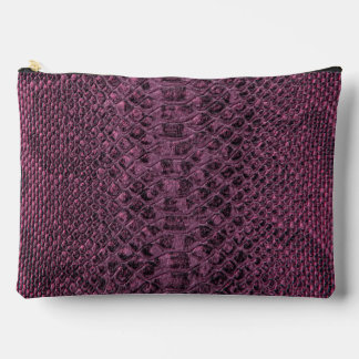 Maroon faux snakeskin pattern accessory pouch