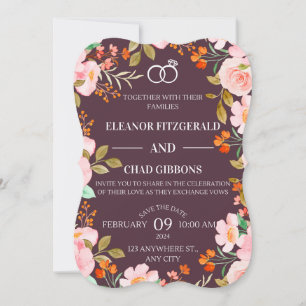 Maroon Floral Wedding Invitation