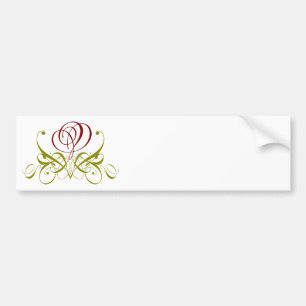 Maroon Flourish Rose Bumper Sticker