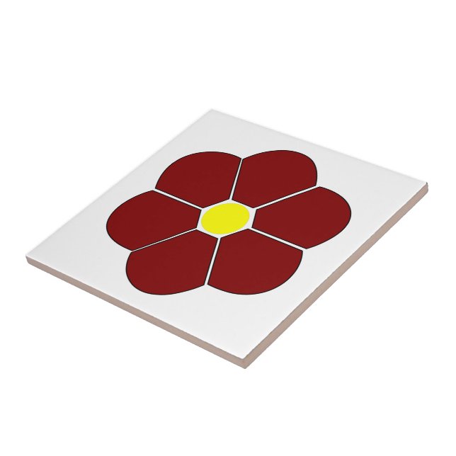 Maroon Flower Design Ceramic Tile (Side)