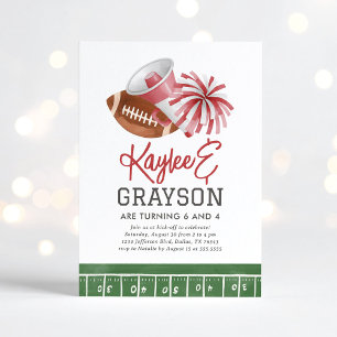 Maroon Football and Cheerleading Joint Birthday Invitation