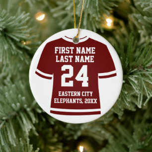 Maroon Football Soccer Hockey Sports Jersey Ceramic Ornament