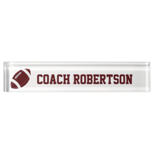 Maroon Football Themed Personalised  Nameplate