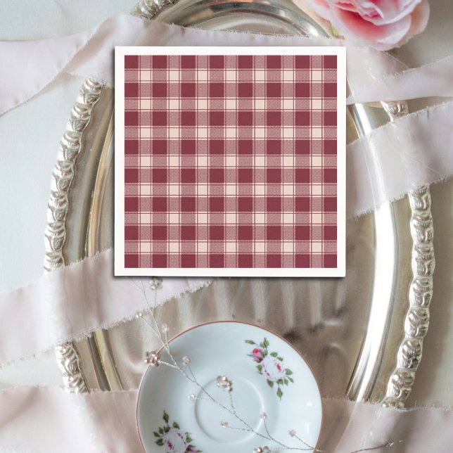  Maroon Gingham Fall Autumn Napkin (Creator Uploaded)