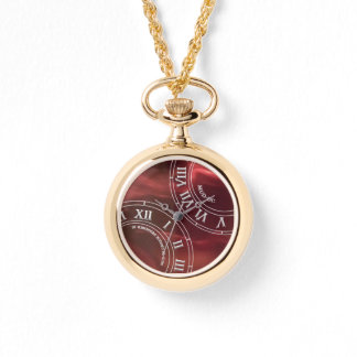 Maroon Glass RN Pocket Watch