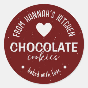 Maroon Glitter Background Baked With Love Classic Round Sticker