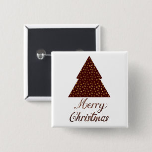 Maroon glitter christmas tree- merry christmas 15 cm square badge