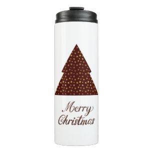 Maroon glitter christmas tree- merry christmas thermal tumbler