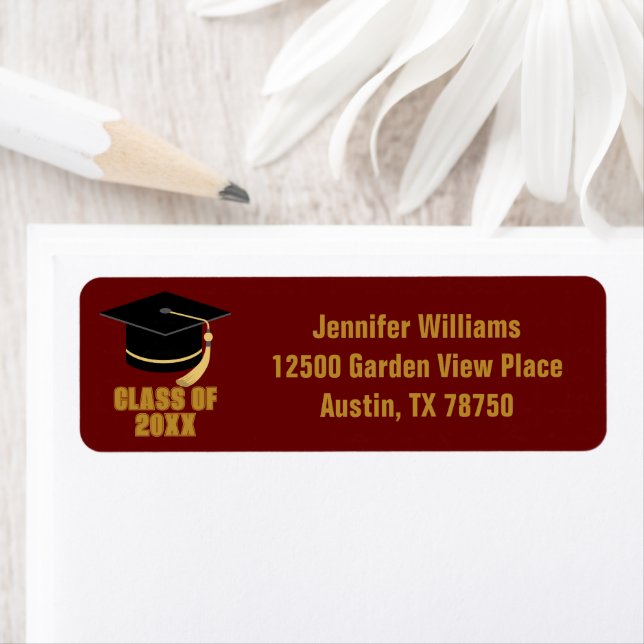 Maroon Gold 2023 Graduation Return Address Label (Insitu)