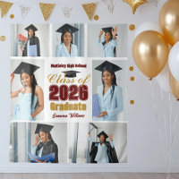 Maroon Gold 2026 Graduation Party Photo Collage