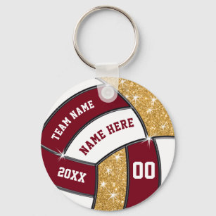Maroon, Gold and White Cheap Volleyball Souvenirs Key Ring