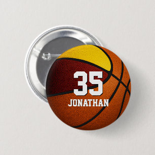 Maroon gold basketball kids team colours gifts 6 cm round badge