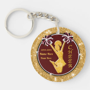 Maroon, Gold, Black and White Cheer Gift Ideas Key Ring