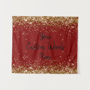 Maroon Gold Black Birthday Party Photo Booth Sign Tapestry