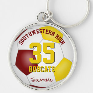 maroon gold boys girls name jersey number soccer key ring