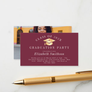 maroon gold cap graduation party insert