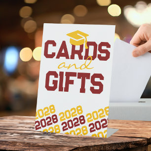 Maroon & Gold Cards & Gifts Graduation Table Pedestal Sign