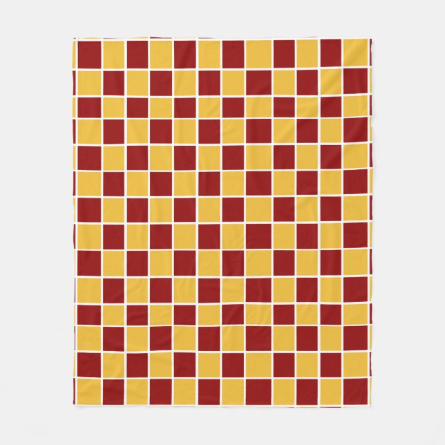 Maroon & Gold Chequered Fleece Blanket (Front)