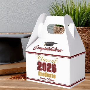 Maroon Gold Class of 2026 Graduation Party Favour Box