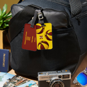 maroon gold club team colours basketball  luggage tag