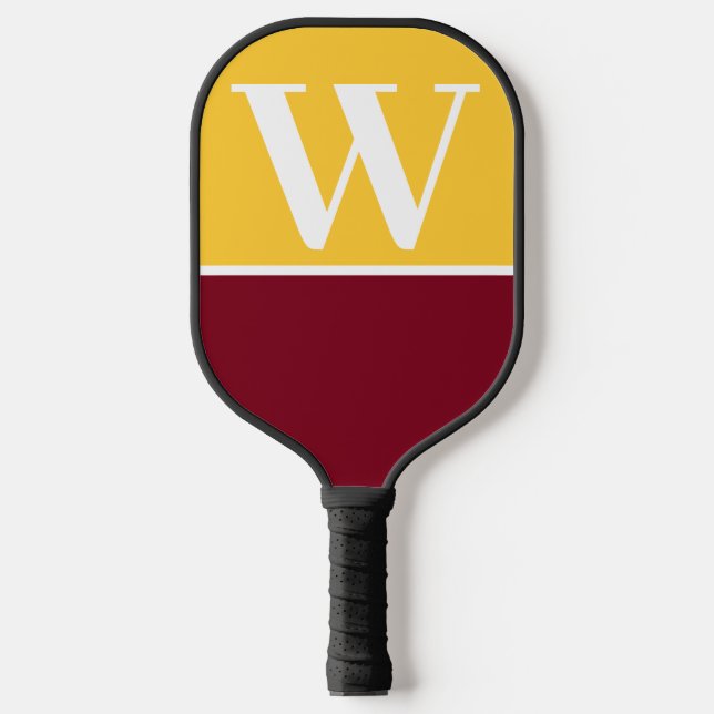 Maroon & Gold College Monogram Pickleball Paddle (Front)