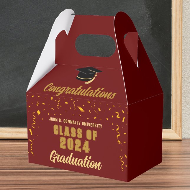 Maroon Gold Congratulations 2025 Graduation Party Favour Box (Creator Uploaded)