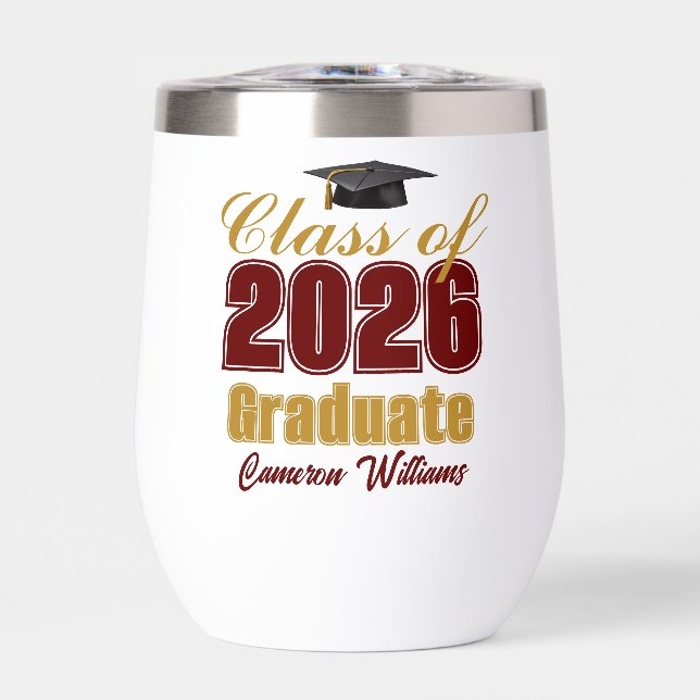 Maroon Gold Customised Class of 2026 Graduation (Front)