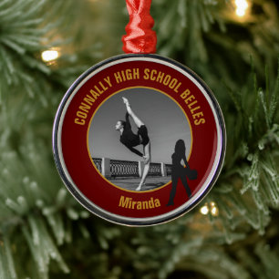 Maroon Gold Drill Team Photo High School Christmas Metal Ornament