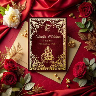 Maroon gold foil Indian wedding luxury bride's