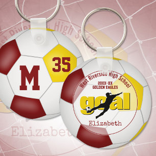 maroon gold girls soccer goal team spirit sports key ring