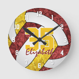 maroon gold girls sports team colours volleyball round clock