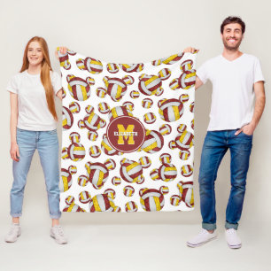 maroon gold girly school team colours volleyball fleece blanket