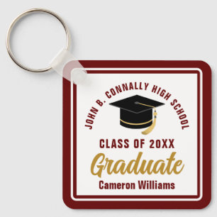 Maroon Gold Graduate 2023 Personalised Graduation Key Ring