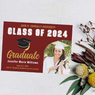 Maroon Gold Graduate Bold 2023 Graduation Party Announcement
