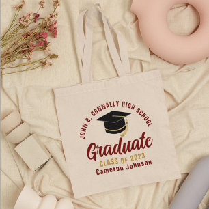 Maroon Gold Graduate Personalised 2023 Graduation Tote Bag