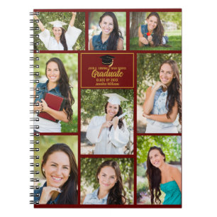 Maroon Gold Graduate Photo Collage 2026 Graduation Notebook