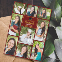 Maroon Gold Graduate Photo Collage Chic Graduation